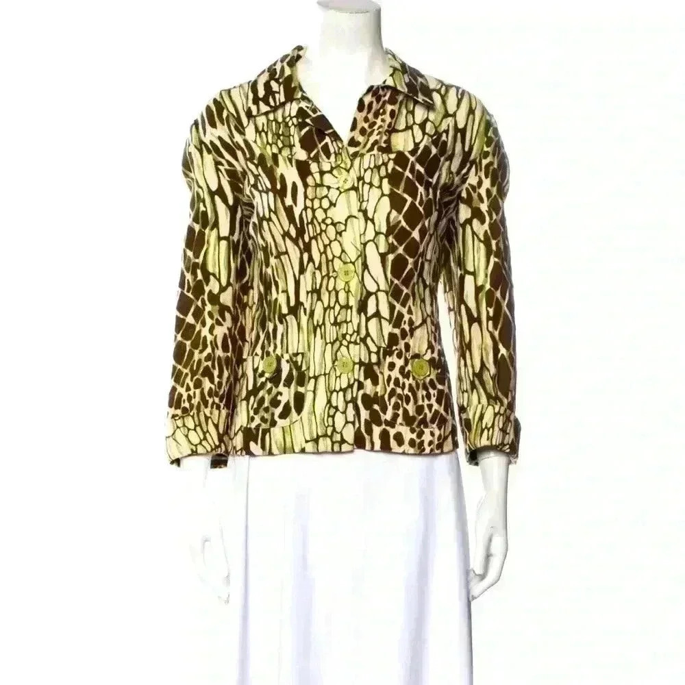 Vintage Bob Mackie Linen Studio Jacket in fabulous Print Size 12